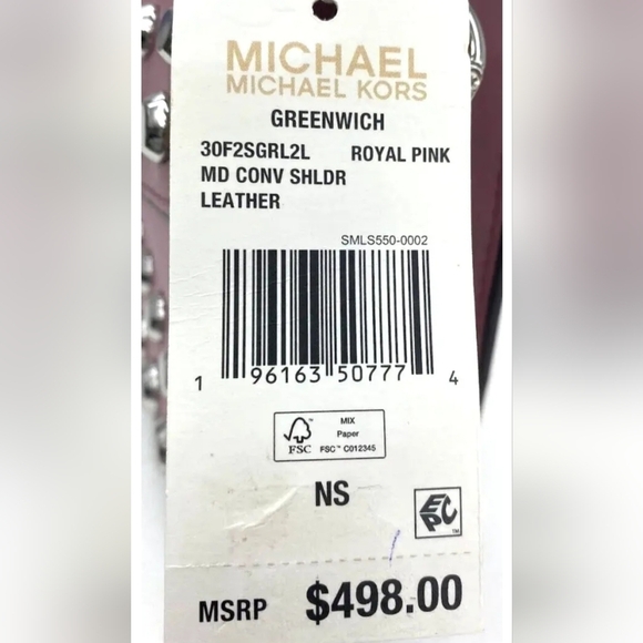 🩷🔹️ Michael Kors Greenwich Medium royal pink stud Convertible Shoulder bag - Picture 8 of 8
